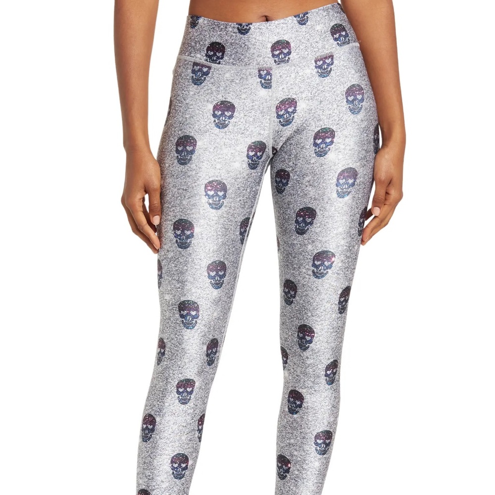 NWT $95 TEREZ 3" Tall Band In Glitter Skull Leggings Size M